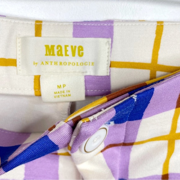 Anthropologie NWOT Maeve Susanna Flare Pants Medium Petite Crop Purple Plaid - Picture 12 of 16